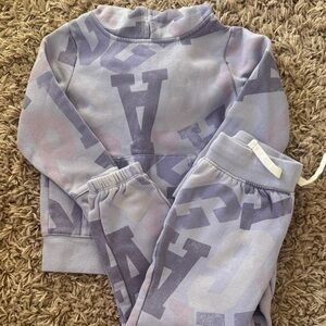 GAP Purple Letter Print Sweatshirt and Joggers Set